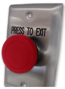 CURVED S/STEEL PRESS TO EXIT RED