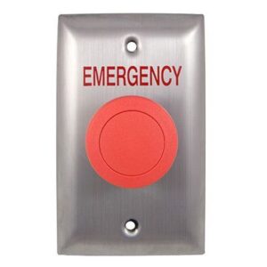S/S CURVED PLATE WITH EMERGENCY IN RED