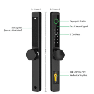ML A231 SLIDING LOCK BLACK MORTICE 28MM BACKSET HEX HANDLE