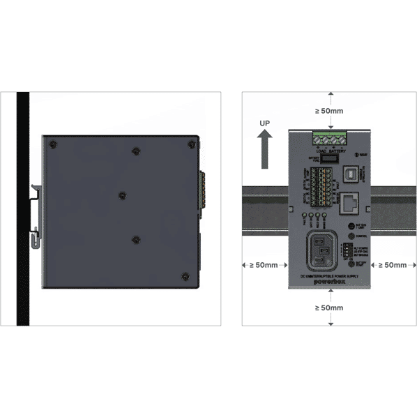 POWERBOXSMART DC UPS 13.8V @ 10A, DIN-RAIL MOUNTING W. AC CO