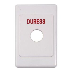 PLASTIC SW PLATE 118MMX75MM W Ø22MM “DURESS” IN RED