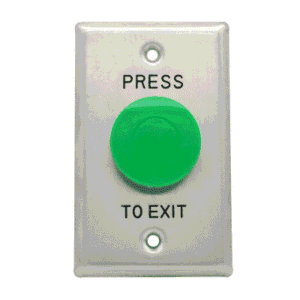 WEL-2230ENTER – DFM GREEN MUSHROOM ENTER BUTTON, LGE SS PLATE, NO/NC