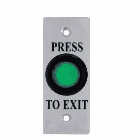 ROUND EXIT BUTTON, ILLUM GREEN, ARCHITRAVE, FLY LEADS